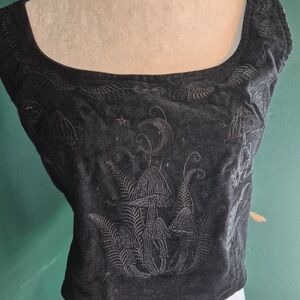 Killstar Black Crop Top with Embroidered Design